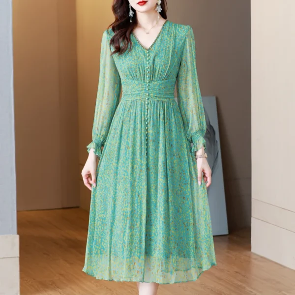 Green Prom Dress: Elegant Floral Silk Summer Beach Dress 2024