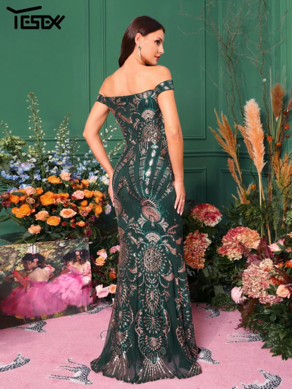 Green Prom Dress: Chic Off-Shoulder Mermaid Evening Party Dress - Image 2