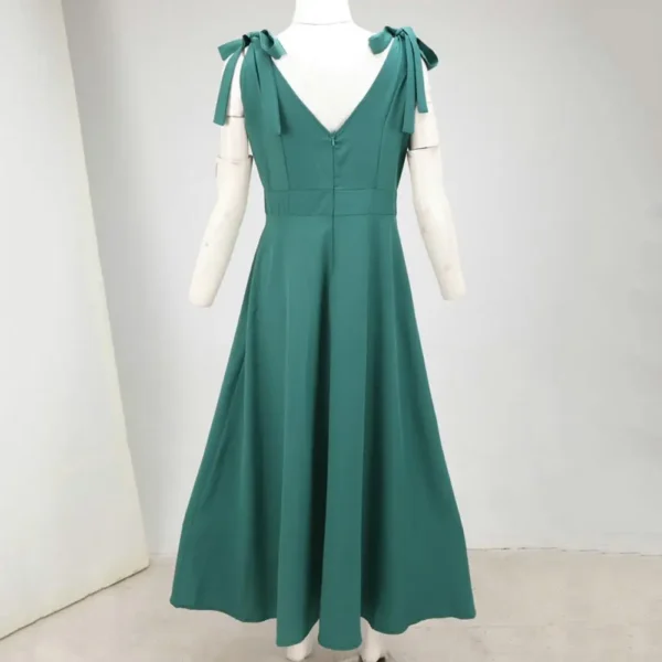 Green Prom Dress Sleeveless Backless Draped Slit Elegant Evening Gown - Image 5