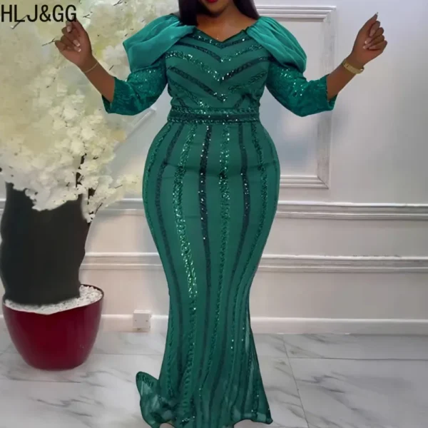 Green prom dress, sexy sequin bodycon, long sleeve, slim fit
