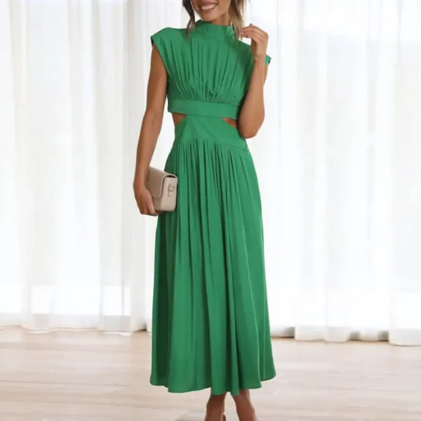 Green Prom Dress Elegant Hollow Out Sleeveless Backless Maxi Dress - Image 5