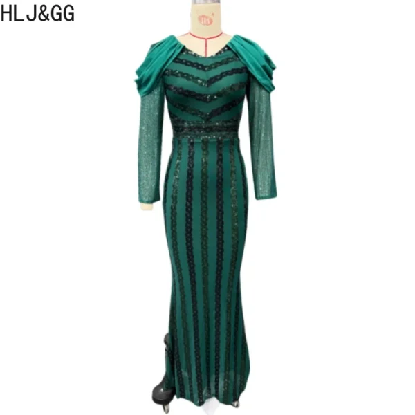 Green prom dress, sexy sequin bodycon, long sleeve, slim fit - Image 4