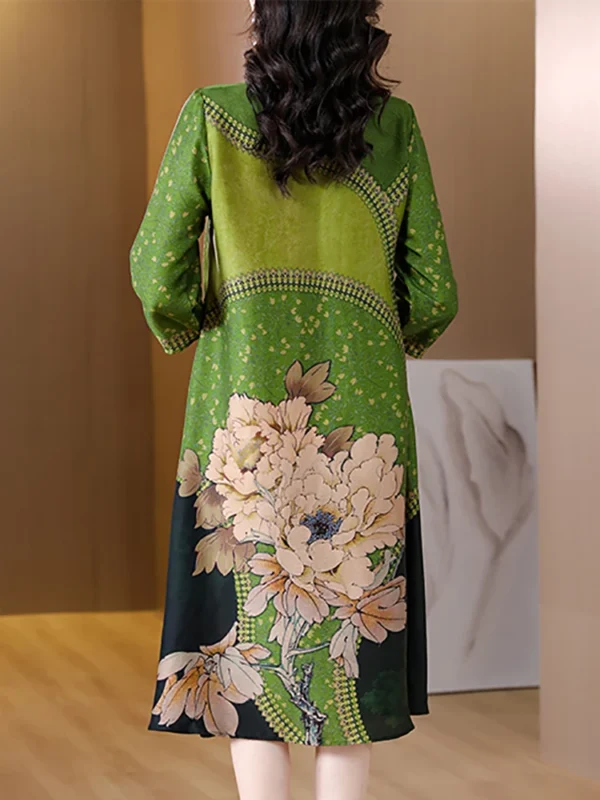 Green Prom Dress: Floral Silk Midi for Elegant Parties - Image 7