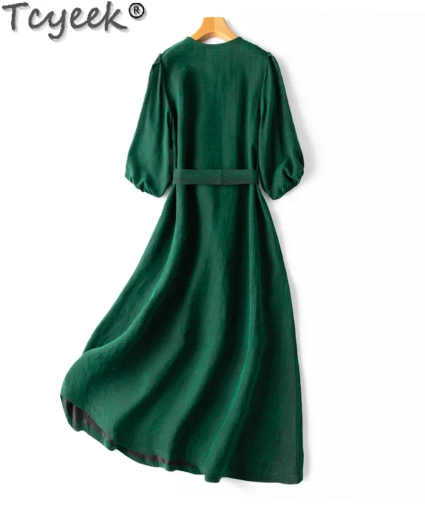 Green prom dress, elegant 100% mulberry silk lace-up summer gown