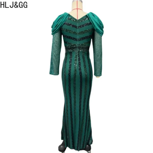 Green prom dress, sexy sequin bodycon, long sleeve, slim fit - Image 6