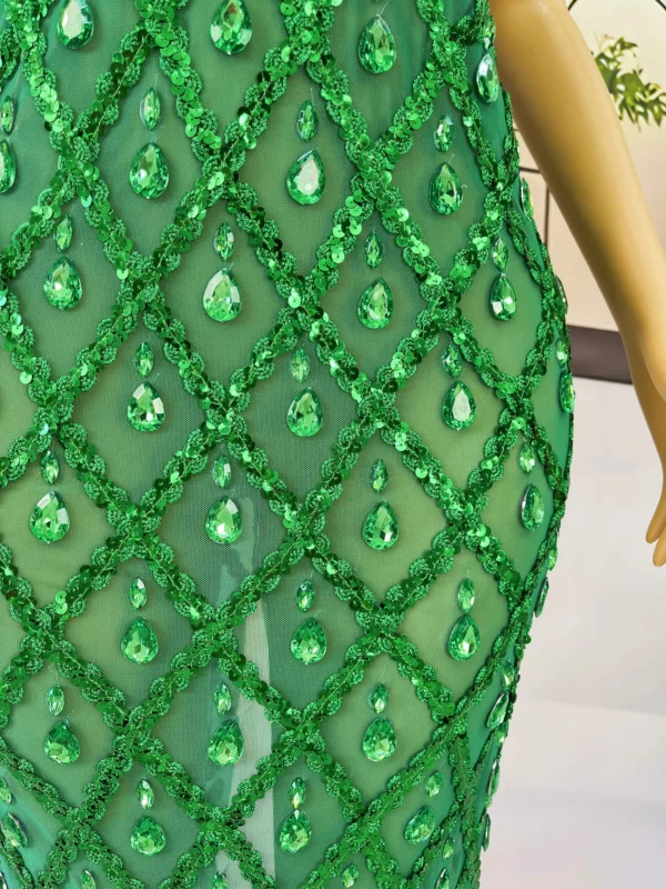 Green Prom Dress: Sexy Backless Sparkly Turtleneck Evening Gown - Image 3