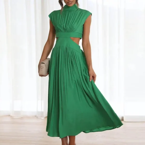 Green Prom Dress Elegant Hollow Out Sleeveless Backless Maxi Dress