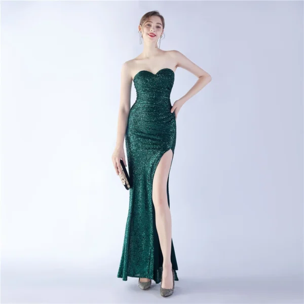 Green Prom Dress: Elegant Strapless Long Party Dress