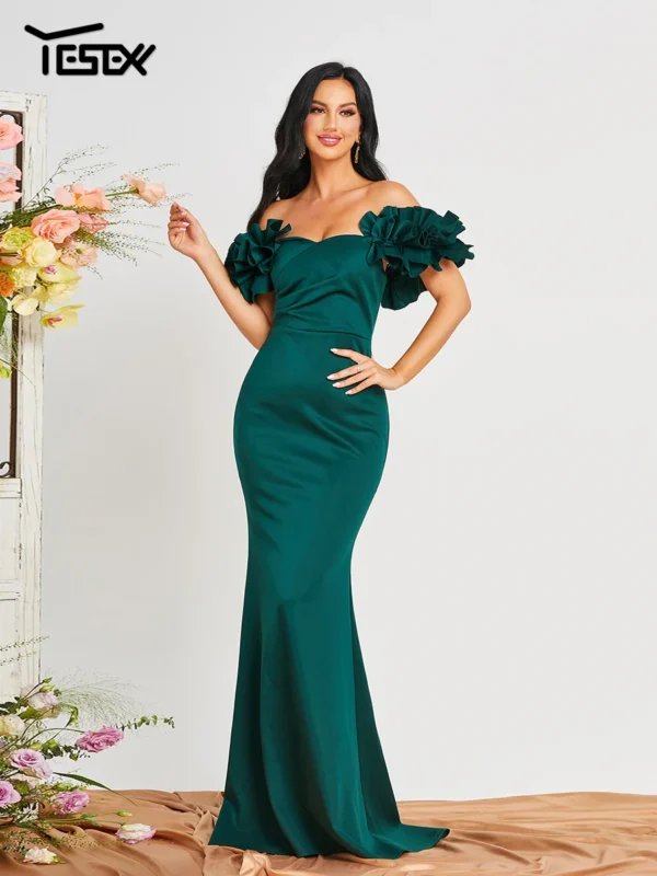 Green prom dress, formal mermaid evening wedding birthday party gown