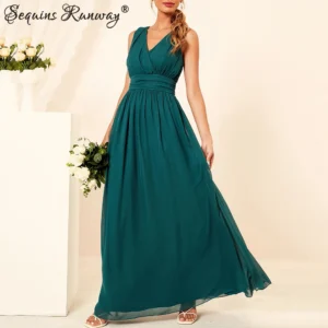 Sexy Green Prom Dress Backless Chiffon Bodycon Maxi Party Dress