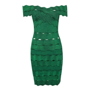 Sexy Green Prom Dress Off-Shoulder Hollow Bodycon Mini Dress