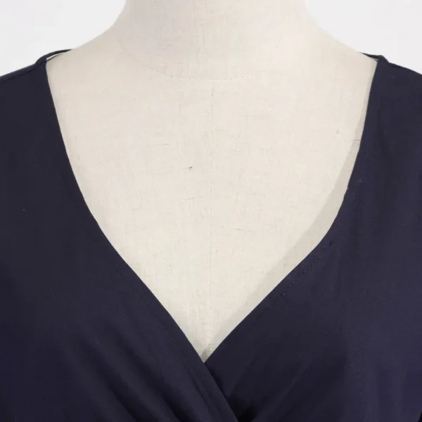 Green Vintage 1950s Ruched V Neck A-Line Midi Dress Elegant Summer Party - Image 6