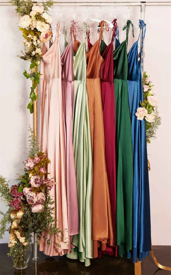 Sage Green Satin Cowl Neck Maxi Dress For Summer Beach Party Wear - Image 5