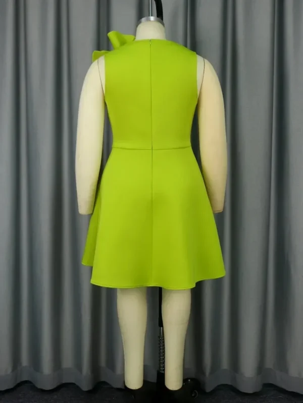 Sweet Green 3D Flower Sleeveless Elegant Cocktail Party Evening Dress - Image 4