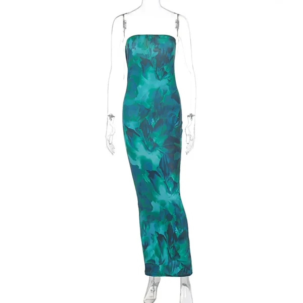 Green Slim Tube Top Backless Bodycon Party Dress For Women Summer - Image 6