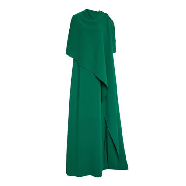 Yeezzi Summer Vintage Black Green Asymmetric Loose Maxi Dress - Image 6