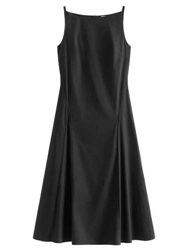 FSLE Women Summer Green One-Shoulder Sleeveless Waist Long Dress - Image 5