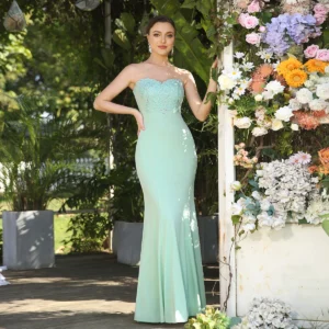 Sexy Green Prom Dress Illusion Tulle Beaded Lace Maxi Party Dress