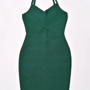 Vintage Green Prom Dress Spaghetti Strap Bandage Bustier Mini Dress