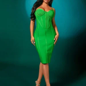 Sexy Green Prom Dress Halter Bandage Ribbed Bodycon Party Dress