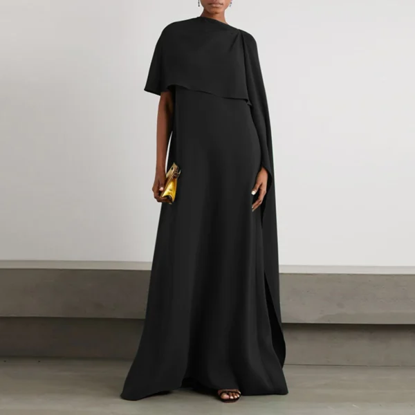 Yeezzi Summer Vintage Black Green Asymmetric Loose Maxi Dress - Image 2