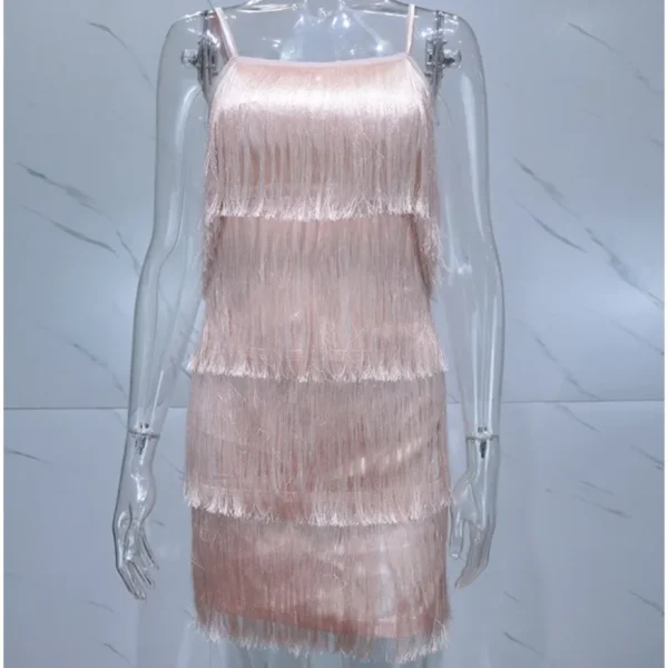 1920s Tassel Flapper Fringe Mini Dress Gatsby Party Dance Outfit - Image 6