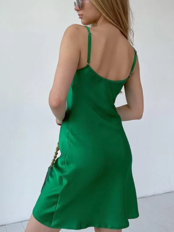 Elegant Women's Summer Satin Bodycon Dress Silk Spaghetti Strap 2025 - Image 6