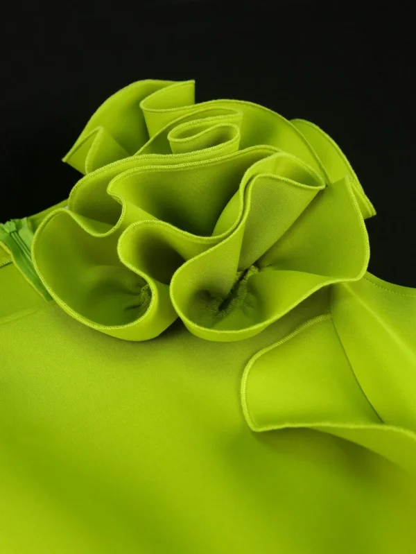 Sweet Green 3D Flower Sleeveless Elegant Cocktail Party Evening Dress - Image 6