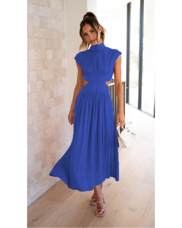 Summer Women's Green Sleeveless A-Line Open Back Party Dress - Image 4