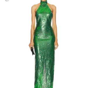 Sexy Green Prom Dress Backless Sequin Sparkle Sleeveless Maxi Dress