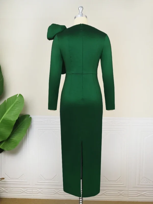 Green Party Long Dress Women Long Sleeve Slim Evening Gown Cocktail - Image 5