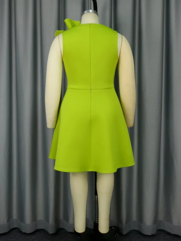 Sweet Green 3D Flower Sleeveless Elegant Cocktail Party Evening Dress - Image 3