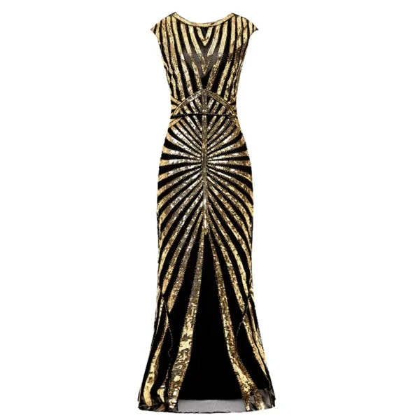 Women’s Vintage 1920s Flapper Green Sequin Beaded Plus Size Party Dress - Image 2