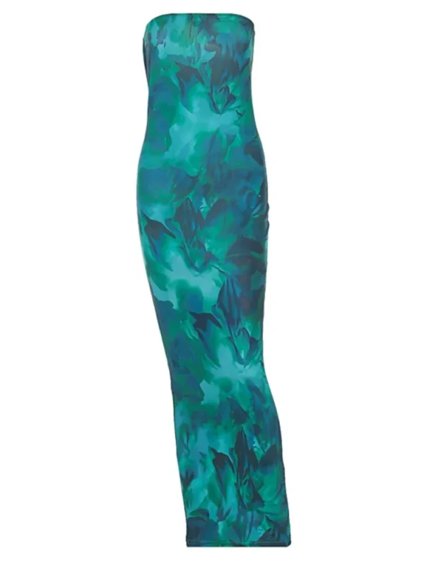 Green Slim Tube Top Backless Bodycon Party Dress For Women Summer - Image 5