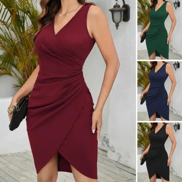 Sexy V-Neck Sleeveless Bodycon Dress For Women Party Dresses Elegant - Image 2