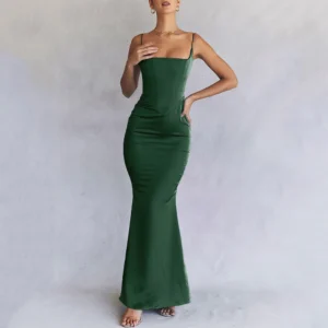 Elegant Green Prom Dress Spaghetti Strap Mermaid Bodycon Evening Dress