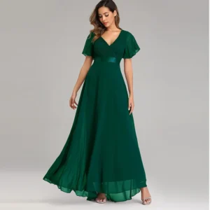 Vintage Green Prom Dress Chiffon Bridesmaid Maxi Evening Gown