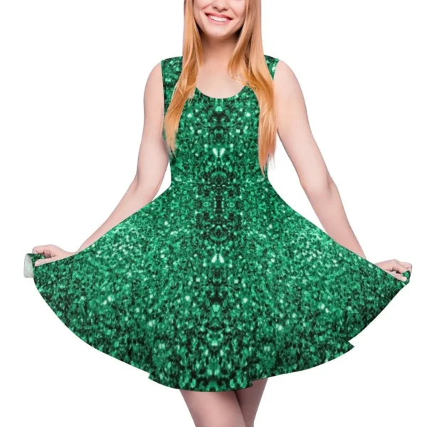 Emerald Green Sleeveless Glitter Sparkles Evening Gown Dress Girls
