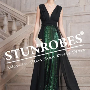 Satin Green Prom Dress Sequin Strap Split Bodycon Evening Gown
