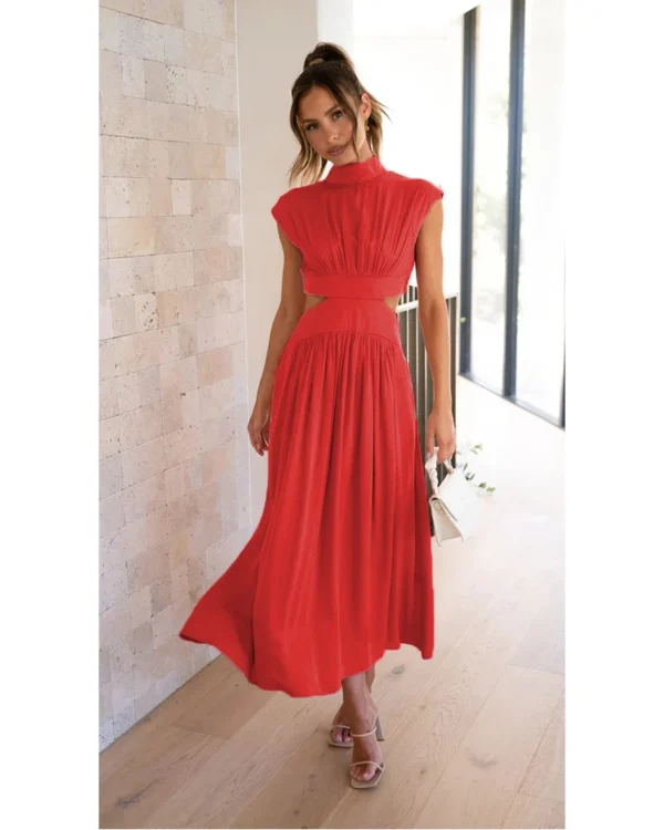 Summer Women's Green Sleeveless A-Line Open Back Party Dress - Image 6